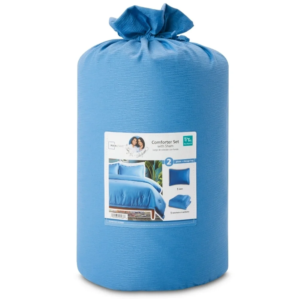 Mainstays Blue 3Pc Microfiber Comforter Sham Set Size Twin/TwinXL